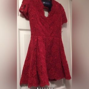 Red Lace PARTY Dress Dee Hutton Size 4 Petite Adorable NEW!